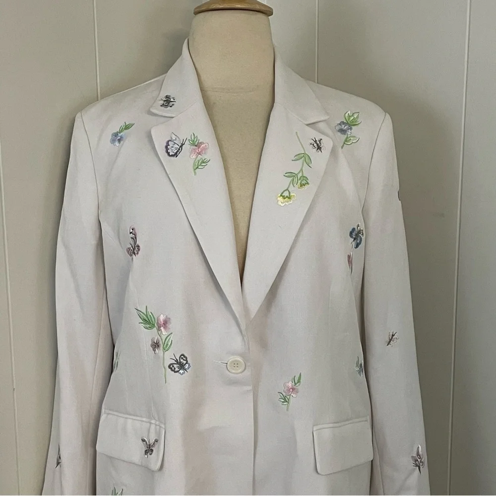 Vintage‎ 90s Embroidered Blazer Women’s 20W Floral Long Sleeve 1 Button Jacket - Picture 2 of 11